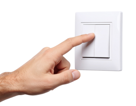 hand holding a light switch