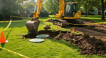 Excavator Digging a Hole in the Ground