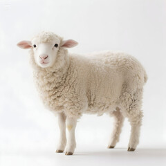 Naklejka premium Fluffy sheep isolated on white background