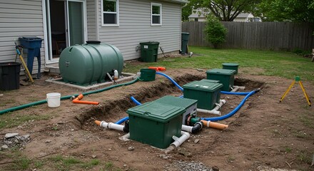 Wastewater Treatment System Installation Backyard