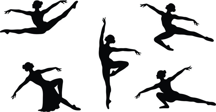 Graceful ballet dancers in dynamic poses showcasing artistic expression and athletic ability silhouette isolated on transparent background