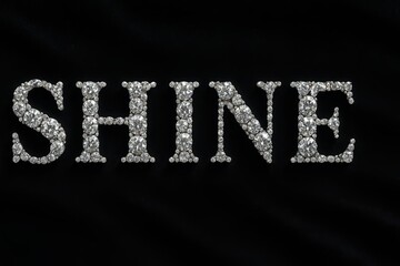 Shine Word Made Of Diamonds On Black. Luxury And Glamour Theme