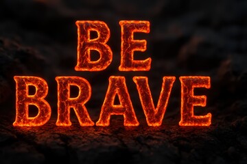 Be Brave Lava Text. Motivational Word Concept