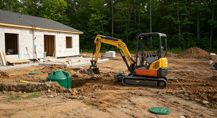 Excavator Working on Construction Site