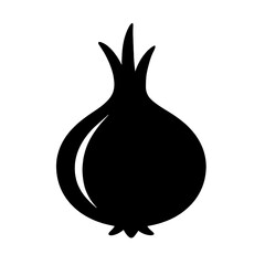 silhouette of onion icon.
vector illustration of onion.
red onion isolated on black.