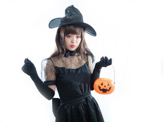 【ハロウィン】魔女コスの女性