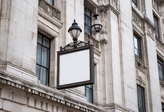 Fototapeta Blank sign on ornate building facade