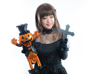【ハロウィン】魔女コスの女性