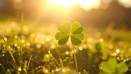 Four-leaf clover in sunset light