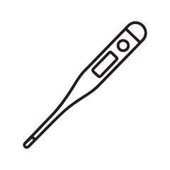 Digital Thermometer Line Icon. Medical Tool for Measuring Body Temperature and Fever, Outline Vector Illustration.
