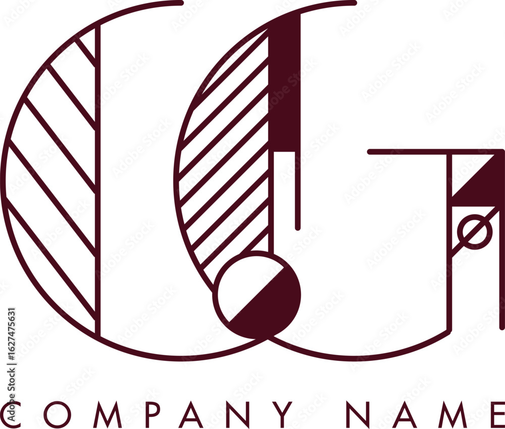 Poster Minimalist CG Circular Monogram Logo Design with Bold Lines and Elegant Style