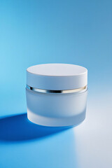 cosmetic cream on blue background