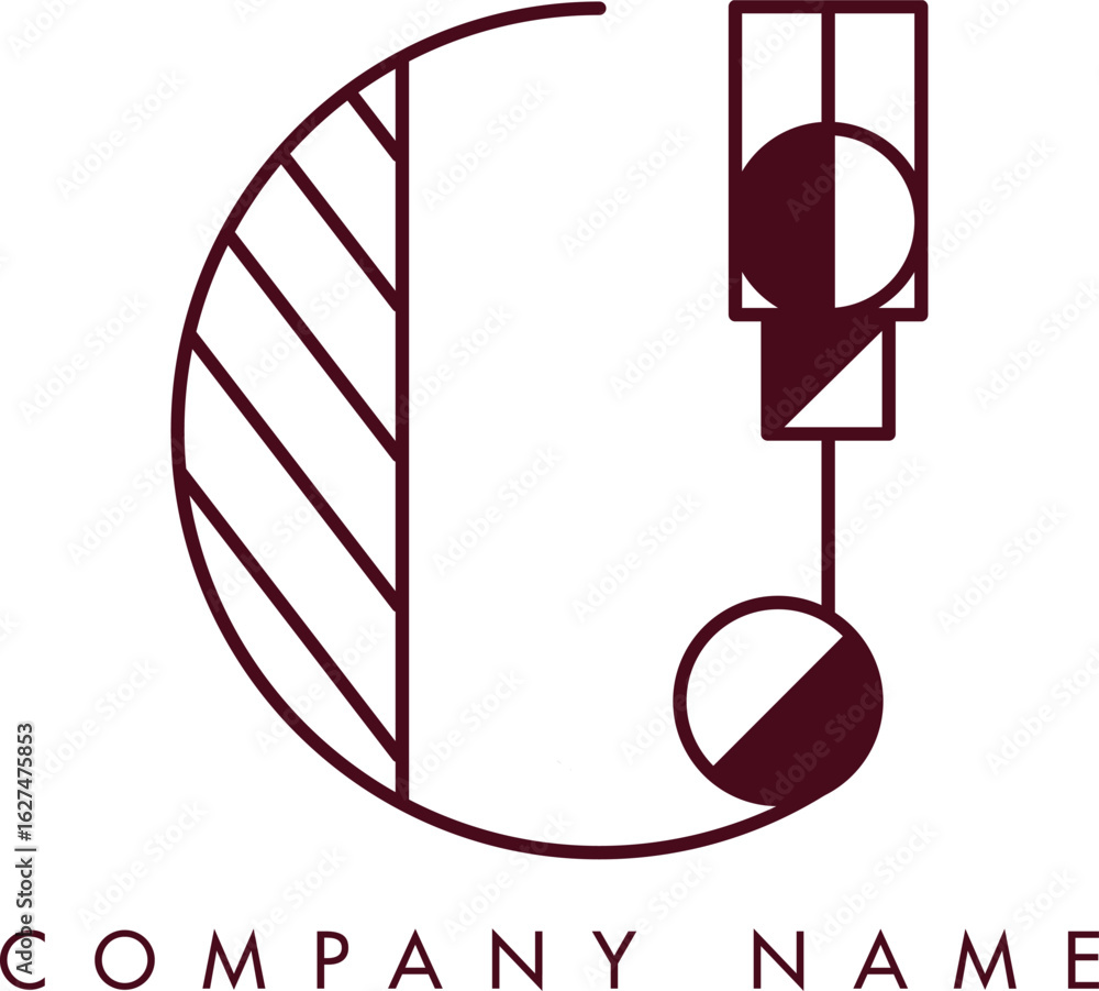 Poster minimalist ci circular monogram logo design with bold lines and elegant style