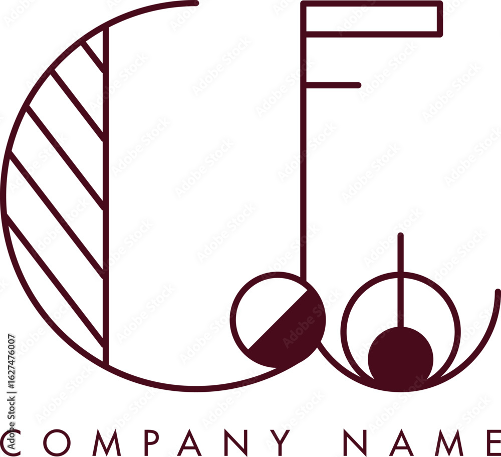 Poster minimalist cj circular monogram logo design with bold lines and elegant style