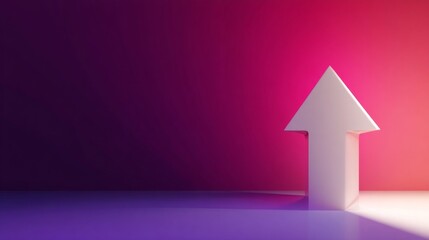 Fototapeta premium White Arrow Pointing Up Against Colorful Background