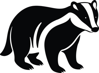 Badger animal outline, Black badger shape, Badger clipart vector, Forest badger icon, 
