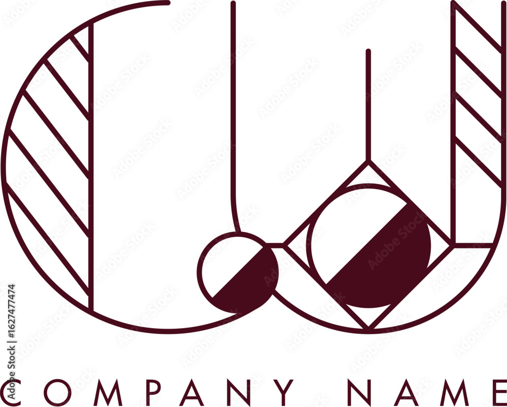 Poster minimalist cu circular monogram logo design with bold lines and elegant style