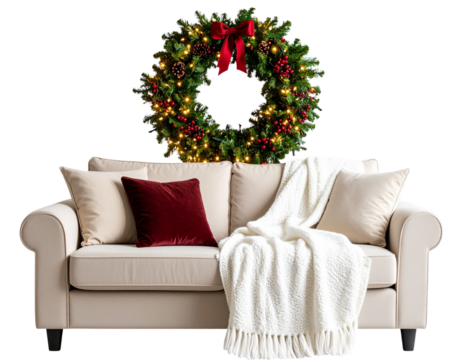 red sofa isolated on white