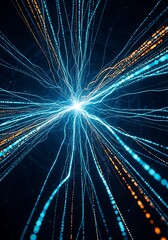 Obraz premium Abstract energy beams emanating from a central point creating dynamic light trails