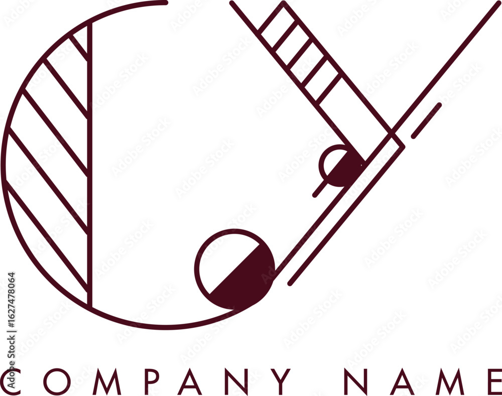 Poster minimalist cy circular monogram logo design with bold lines and elegant style