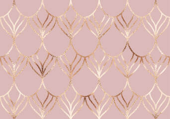 Art deco geometric seamless pattern with gold arch ornament.