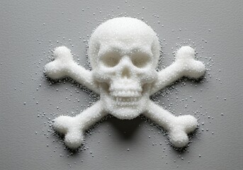 Sugar skull and crossbones symbolizing the health risk of excessive sugar consumption for awareness campaign.