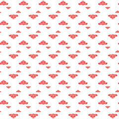 Seamless Red Cloud Pattern with Swirling Motif on White Background