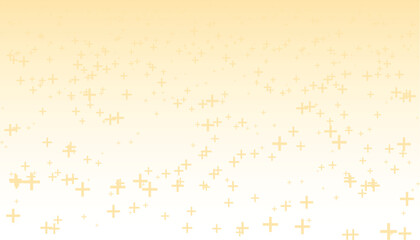 The image is decorated with scattered plus-sign or cross-shaped particles in various sizes, creating a dynamic sense of digital or positive energy.