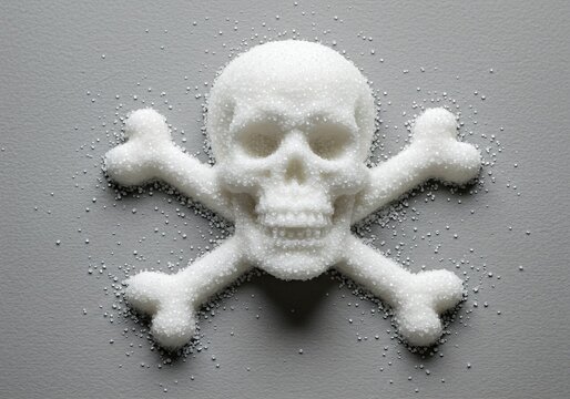 Sugar skull and crossbones symbolizing the health risk of excessive sugar consumption for awareness campaign. - Powered by Adobe
