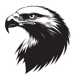 Obraz premium Black eagle silhouette soars with wings spread wide and claws extended on transparent background