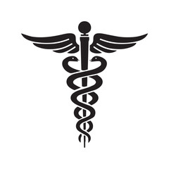Caduceus medical symbol, staff of Hermes healthcare icon
