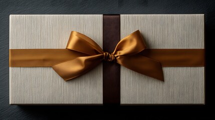 Fototapeta premium Elegant gift box with satin ribbon and bow