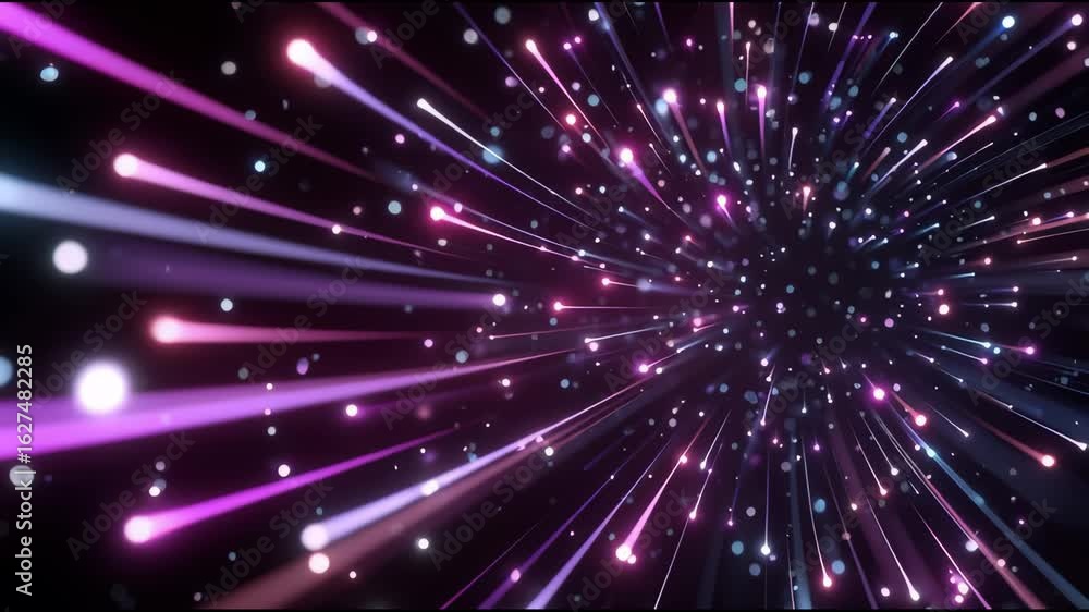 Poster colorful light streaks and glowing particles create dynamic abstract background with vibrant motion 