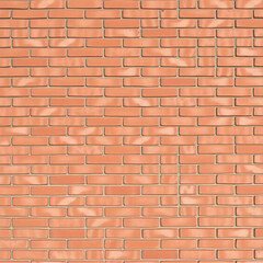 Obraz premium Red brick wall with a regular pattern and gray mortar and shadows