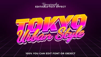 Futuristic 80s text effect in a synthwave style with vibrant gradients. Editable typography template with a retro urban vibe.