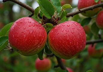 Rain-Kissed Red Apples