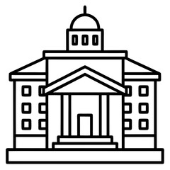 Minimalist University Architecture Line Art Vector Modern Campus Building Silhouette Illustration