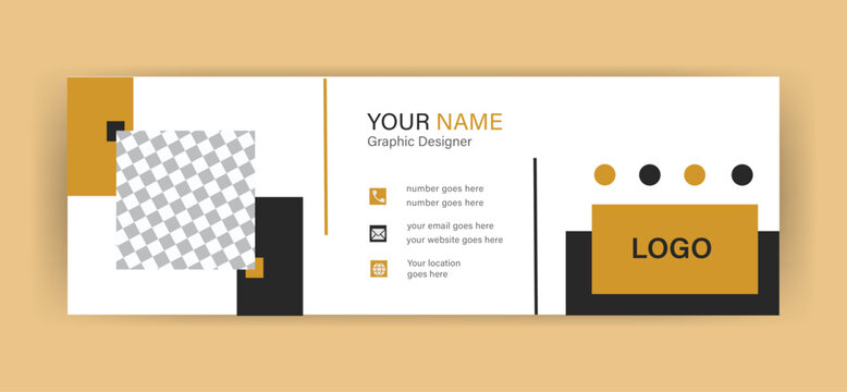 Dynamic Geometric Email Signature Template with Gold & Grey - Powered by Adobe