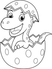 Happy Hatchling Dinosaur Emerging from Eggshell