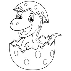 Happy Hatchling Dinosaur Emerging from Eggshell