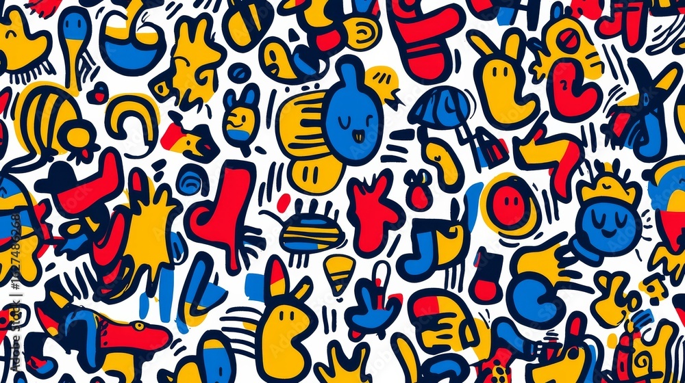 Poster creative seamless pattern with basic shapes