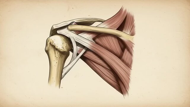 Detailed anatomical illustration of muscle fibers and connective tissue, showcasing structure and function