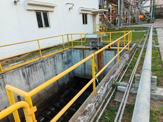 Industrial Water Treatment Pit with Safety Railings