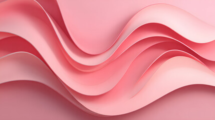 Abstract wavy shapes 3d render on pink background. Stock Illustration
