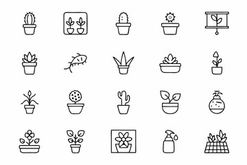 A trendy flat-style collection of various potted houseplants and indoor garden setups — perfect for home decor shops, blogs, and social media content