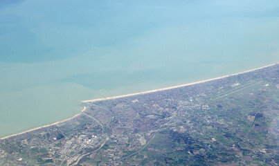 Aerial view of the seaside resort Rimini on the Adriatic Coast