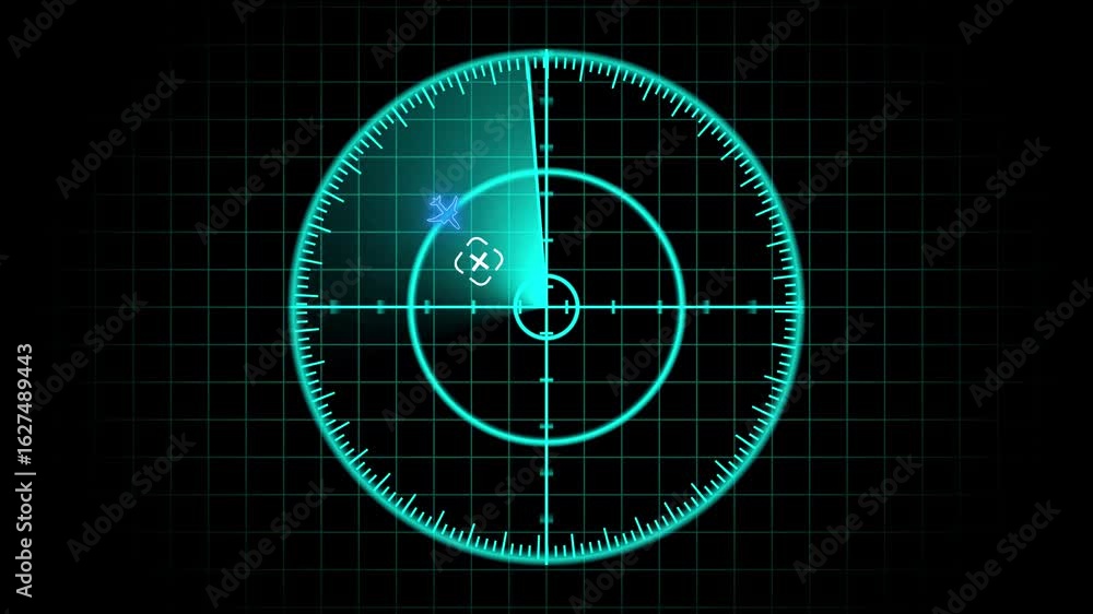 Aufkleber animated teal radar screen. digital interface sci-fi technology hud monitoring security. futuristic 