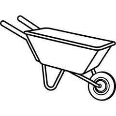 Minimalist Wheelbarrow Line Art Vector Clean Garden Tool Illustration for DIY & Landscaping Designs