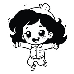 Obraz premium cute vector doodle avatar of cartoon girl 