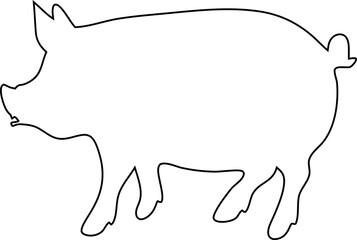 Outline pig silhouette vector on white background, ideal for meat labels, farm icons, butcher branding, and minimalist agricultural design.

